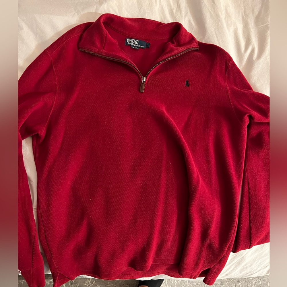 Polo Ralph Lauren Quarter Zip. Size L. Red.